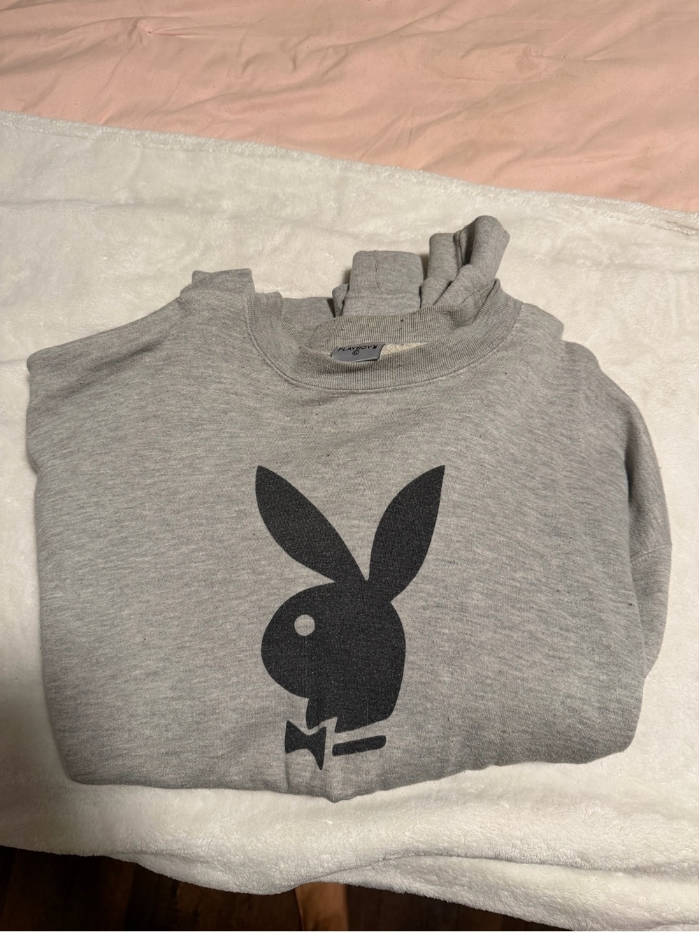 PLAYBOY Light Gray Kids Sweatshirt with Black Bunny Logo